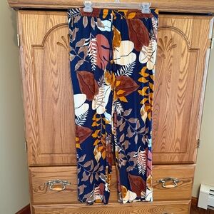 Cupio Multicolor Navy Wide Leg Drawstring Pants